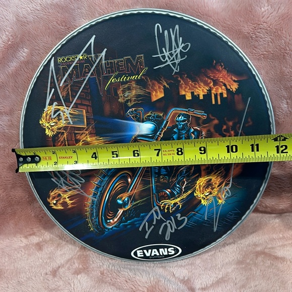 Five Finger Death Punch FFDP Autographed Rockstar Mayhem Festival Drumhead - Picture 2 of 8